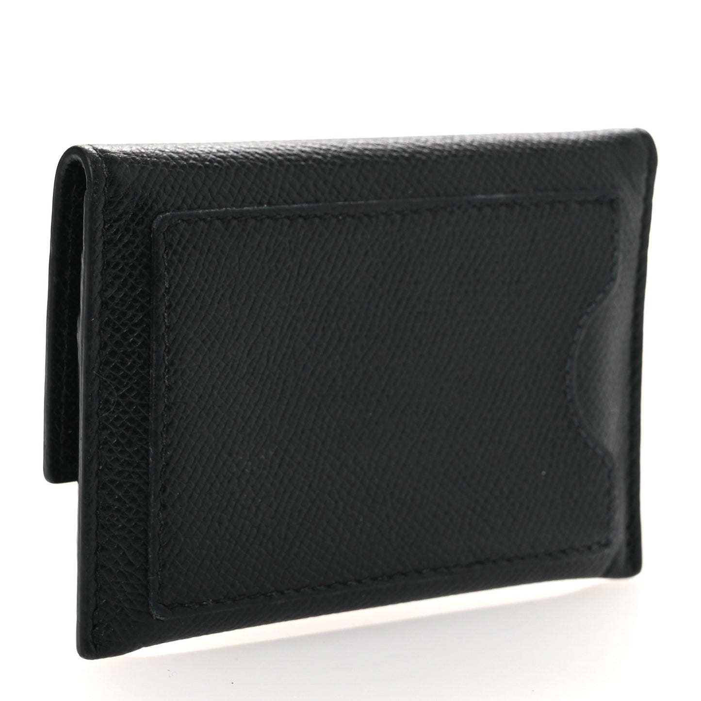 Pebbled Calfskin Flap Card Holder Black