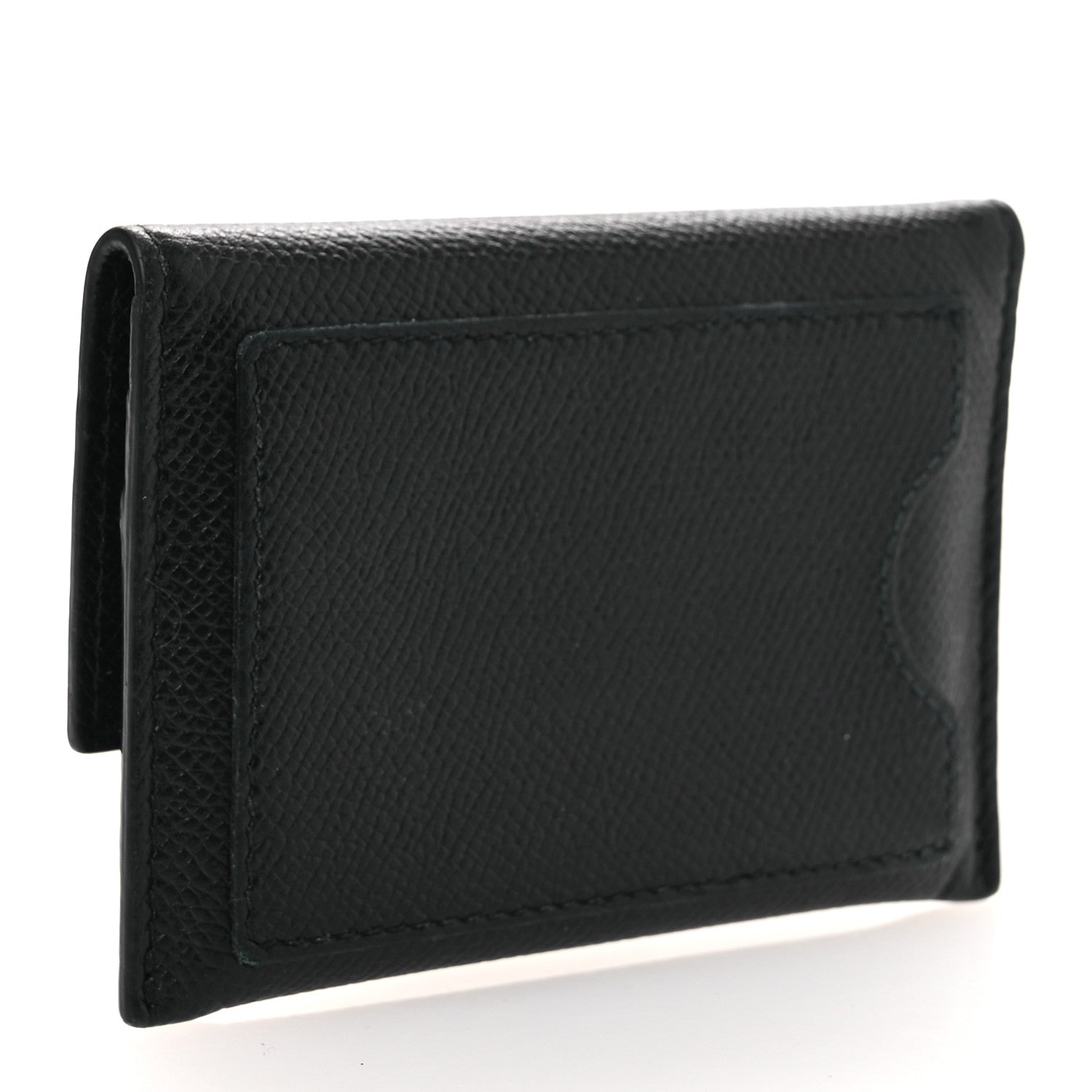Salvatore Ferragamo Pebbled Calfskin Flap Card Holder Black 3 of 9