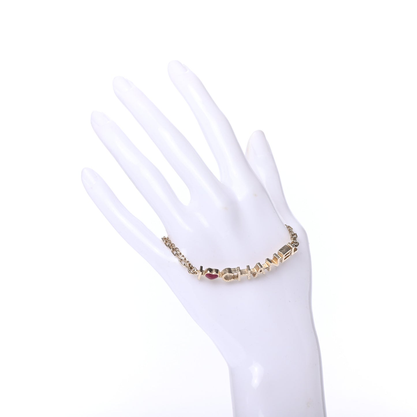 Quilted I Heart Chanel Logo Bracelet Gold