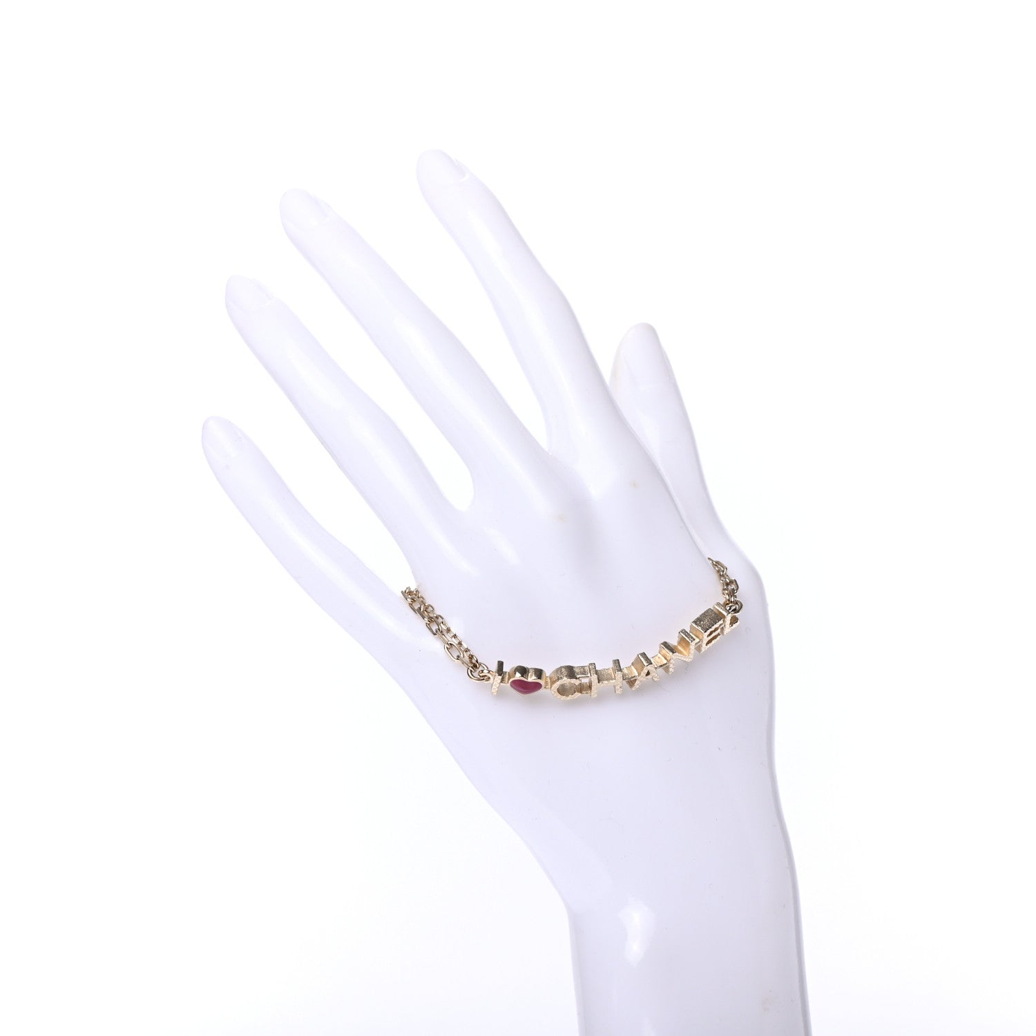 Chanel Quilted I Heart Chanel Logo Bracelet Gold 2 of 4