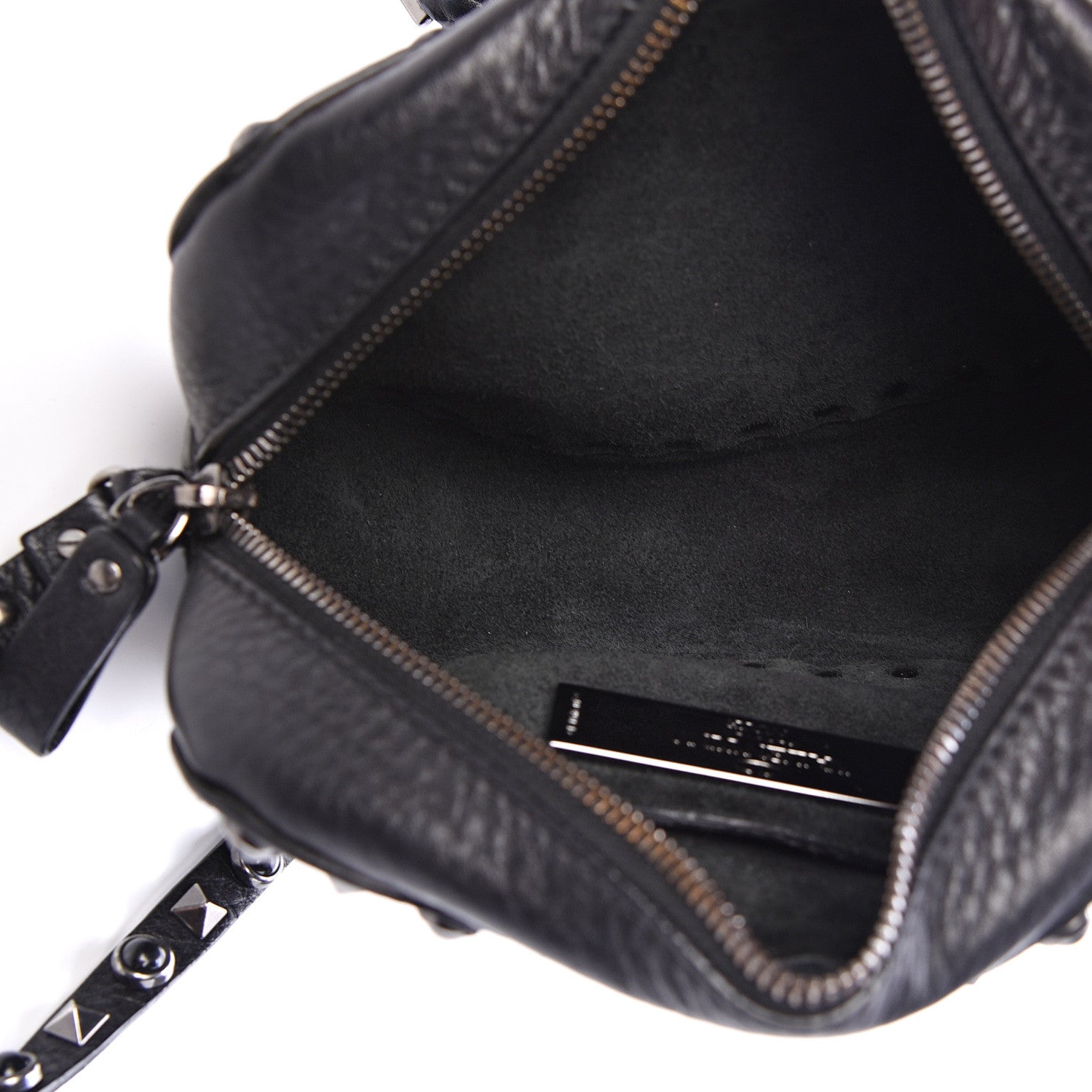 Valentino Garavani Grained Calfskin Onyx Rockstud Rolling Camera Crossbody Bag Black 4 of 11