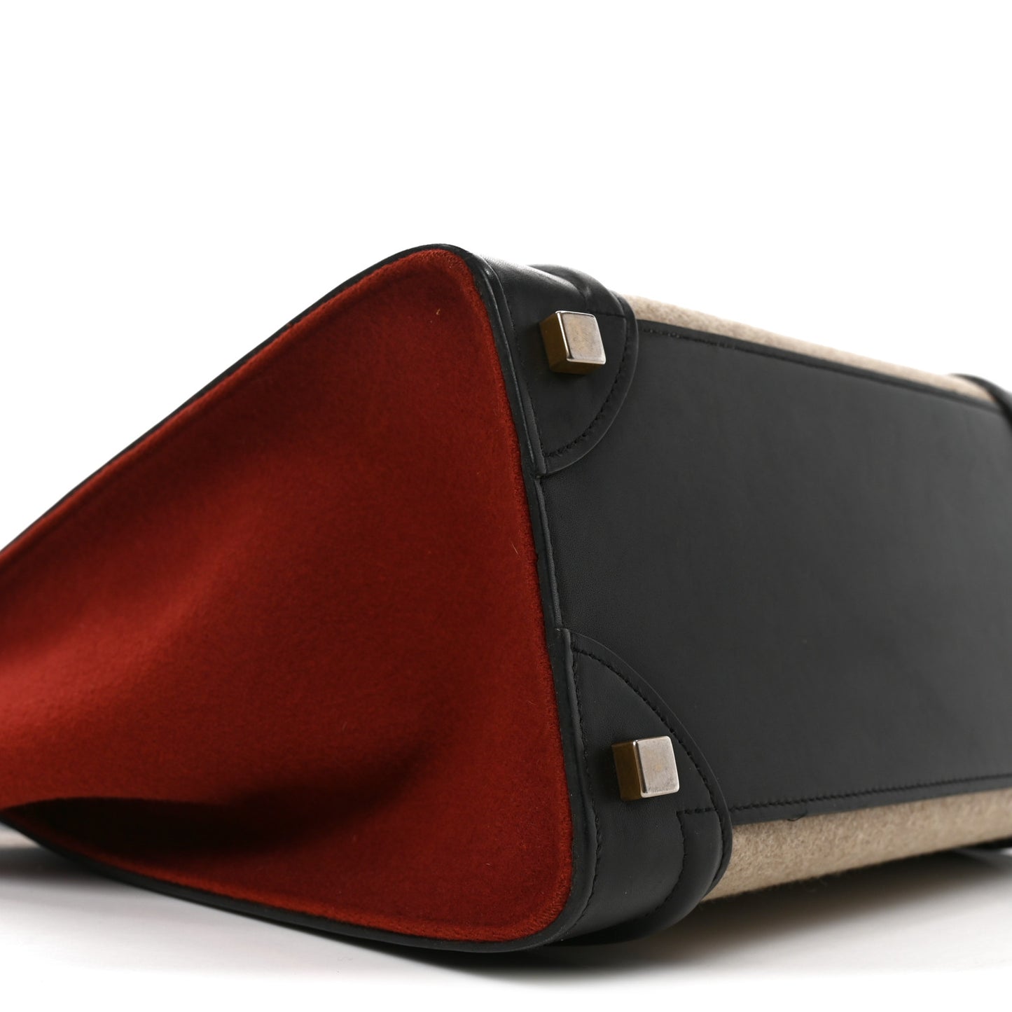 Felt Smooth Calfskin Micro Tri-Color Luggage Brown Black