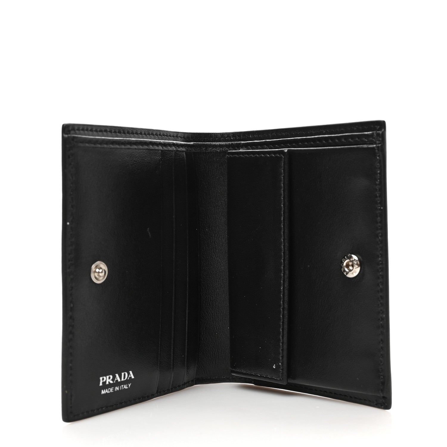 Prada Saffiano Small Triangle Bi-Fold Wallet Black 5 of 6