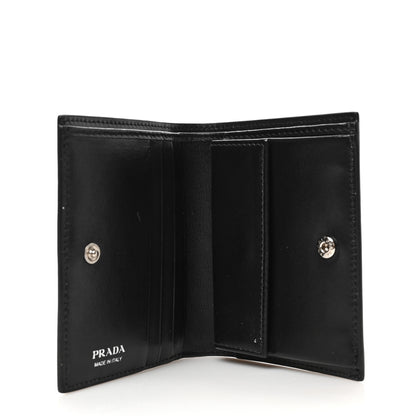 Prada Saffiano Small Triangle Bi-Fold Wallet Black 5 of 6