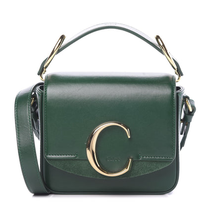 Chloe Shiny Calfskin Suede Mini C Double Carry Green 1 of 9