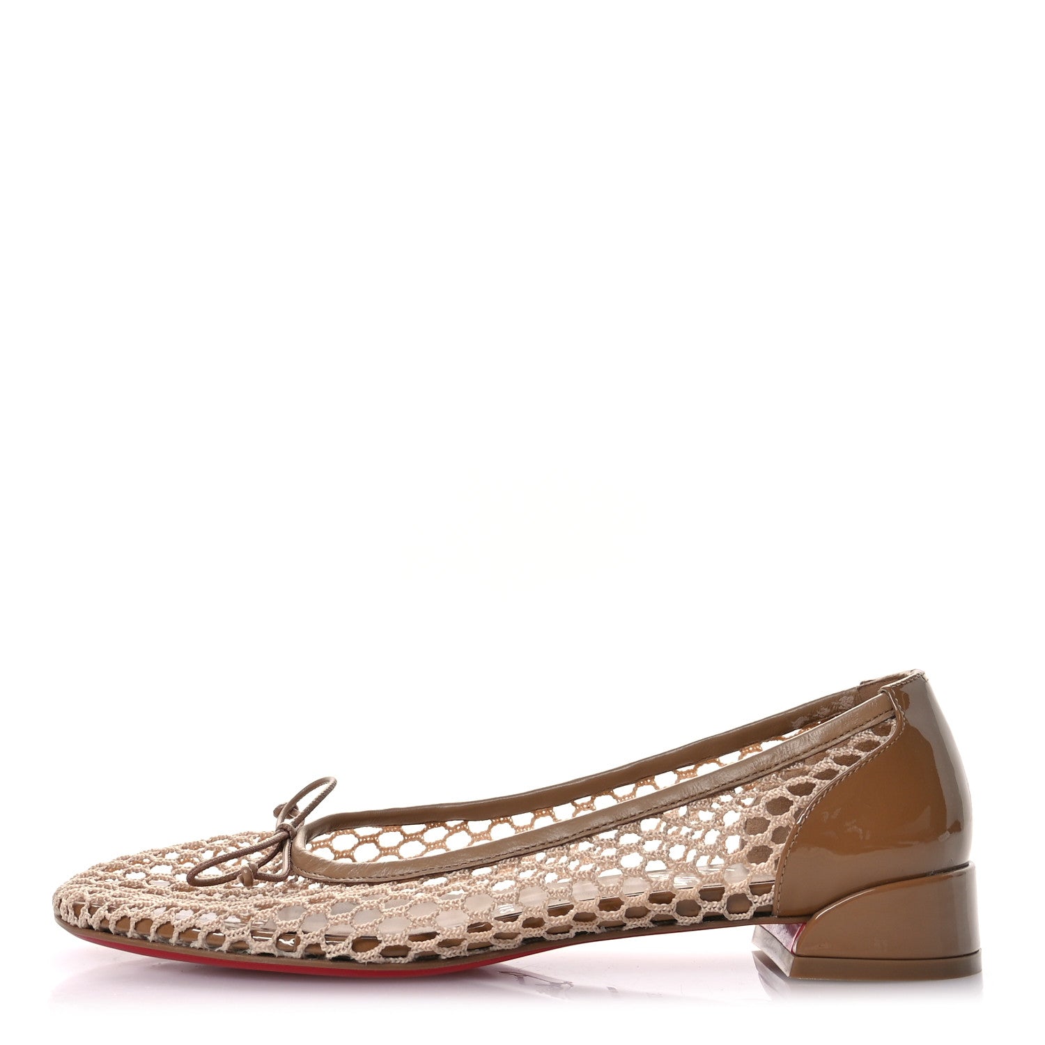 Christian Louboutin Mesh Patent Calfskin Sweetie Jane Flats 37.5 Lionne 1 of 8