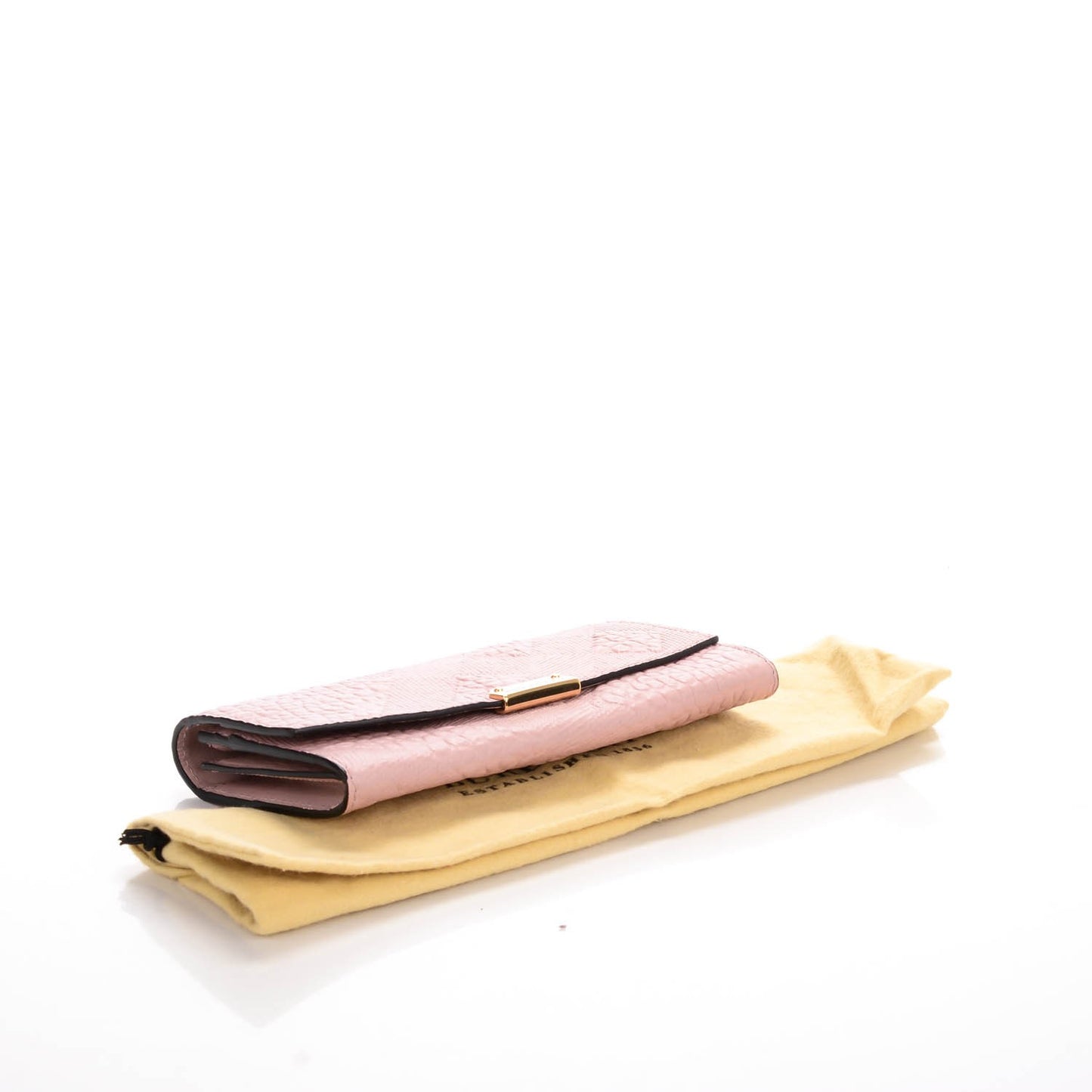 Signature Grain Calfskin Check Embossed Continental Wallet Pale Orchid