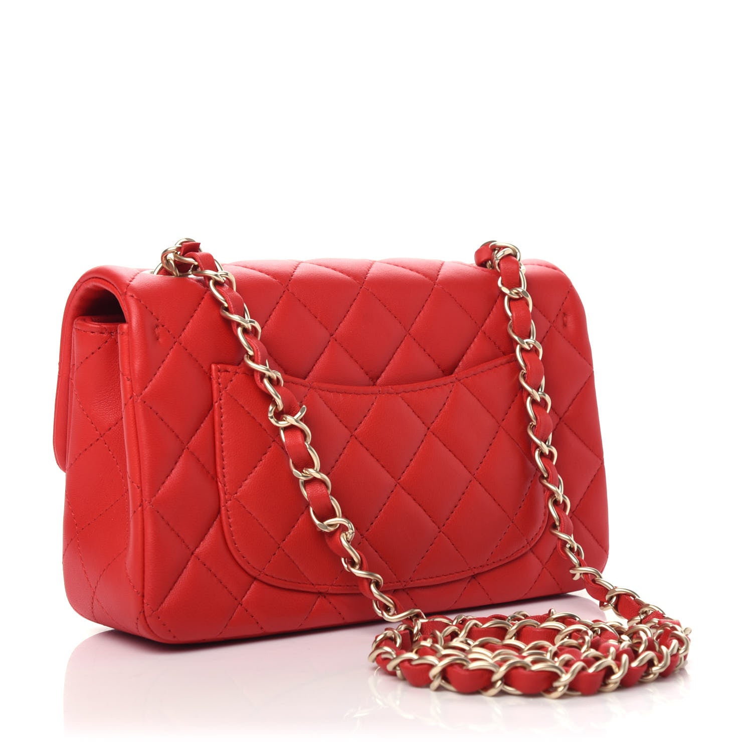 Chanel Lambskin Quilted Mini Rectangular Flap Red 3 of 9