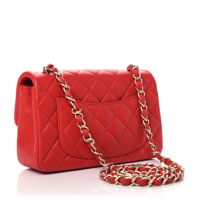 Chanel Lambskin Quilted Mini Rectangular Flap Red 3 of 9