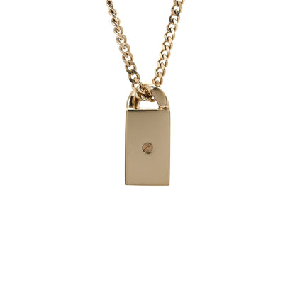 Chanel Crystal Dog Tag Charm Necklace Gold 5 of 6