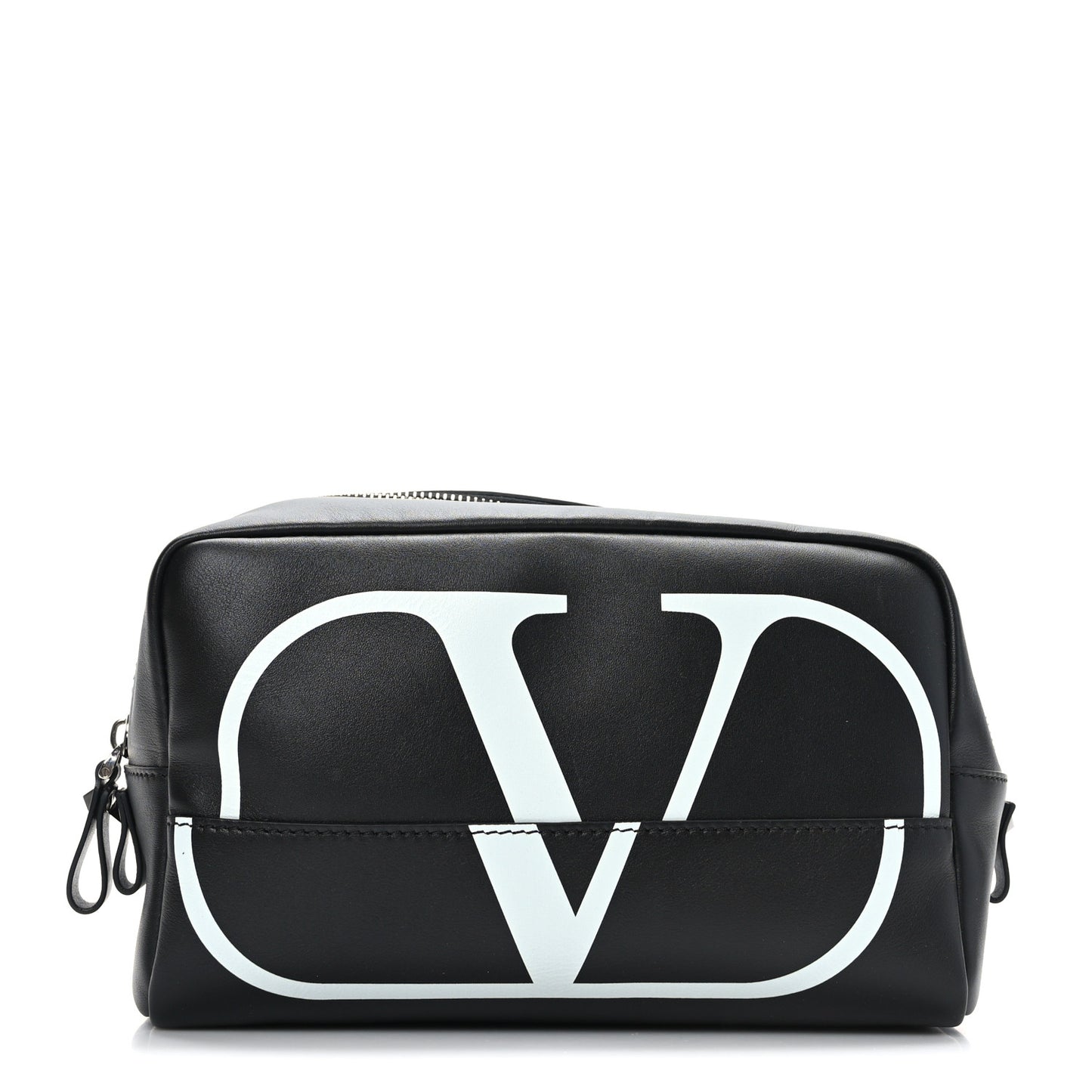 Calfskin VLogo Inlay Wash Bag Black