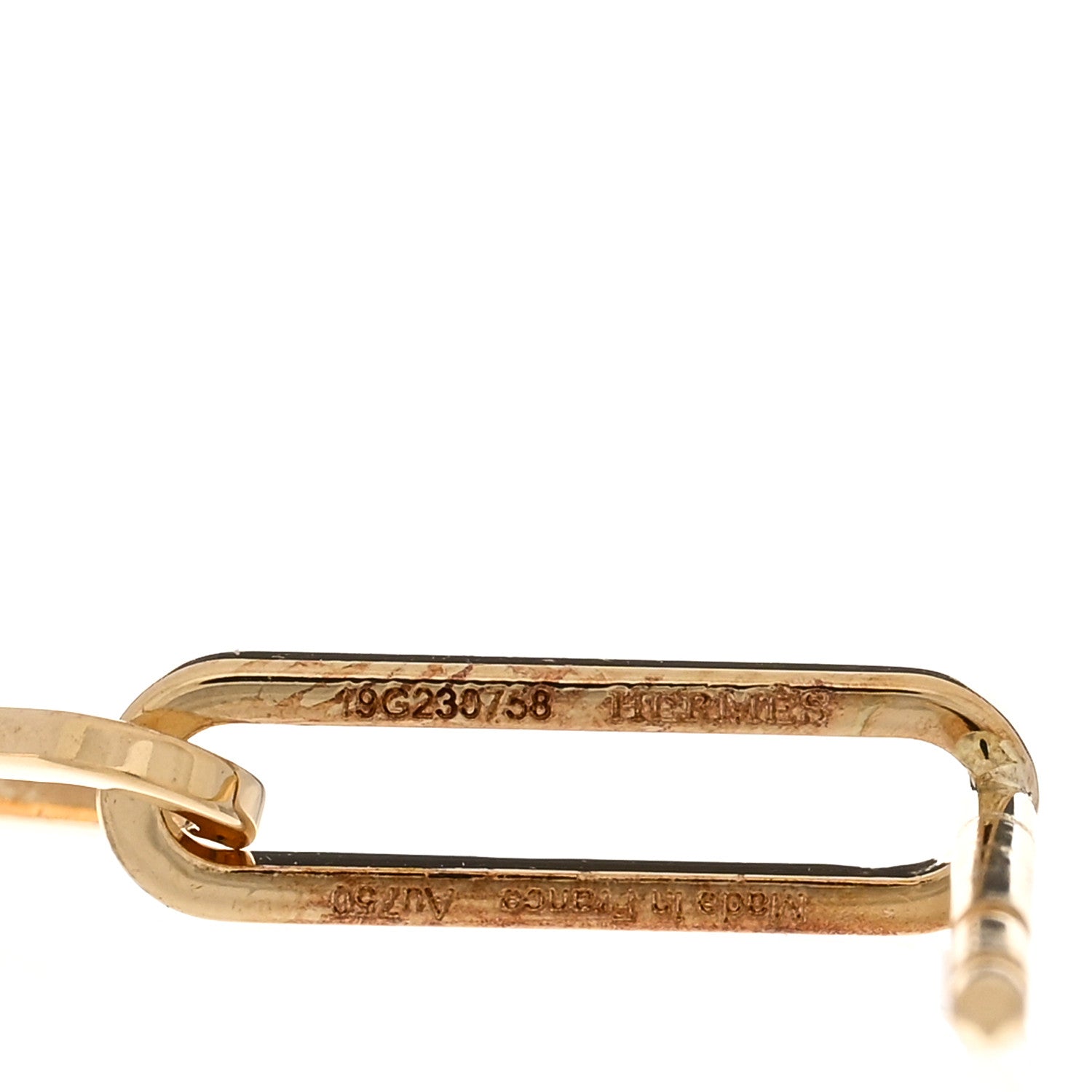 Hermes 18K Yellow Gold TPM Kelly Chaine Earrings 4 of 5