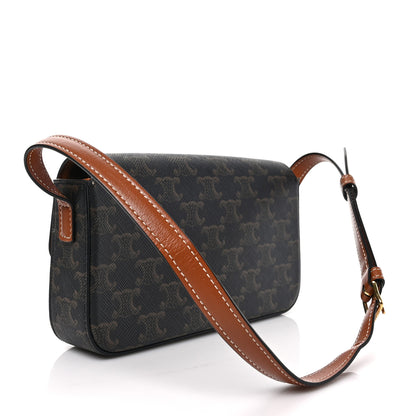 Celine Canvas Calfskin Triomphe Shoulder Bag Tan 3 of 9