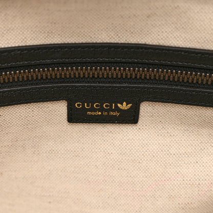 Gucci X ADIDAS Crystal Vintage Monogram Textured Dollar Calfskin Web Trefoil Logo Large Duffle Bag Hibiscus Red Off White Black 5 of 8