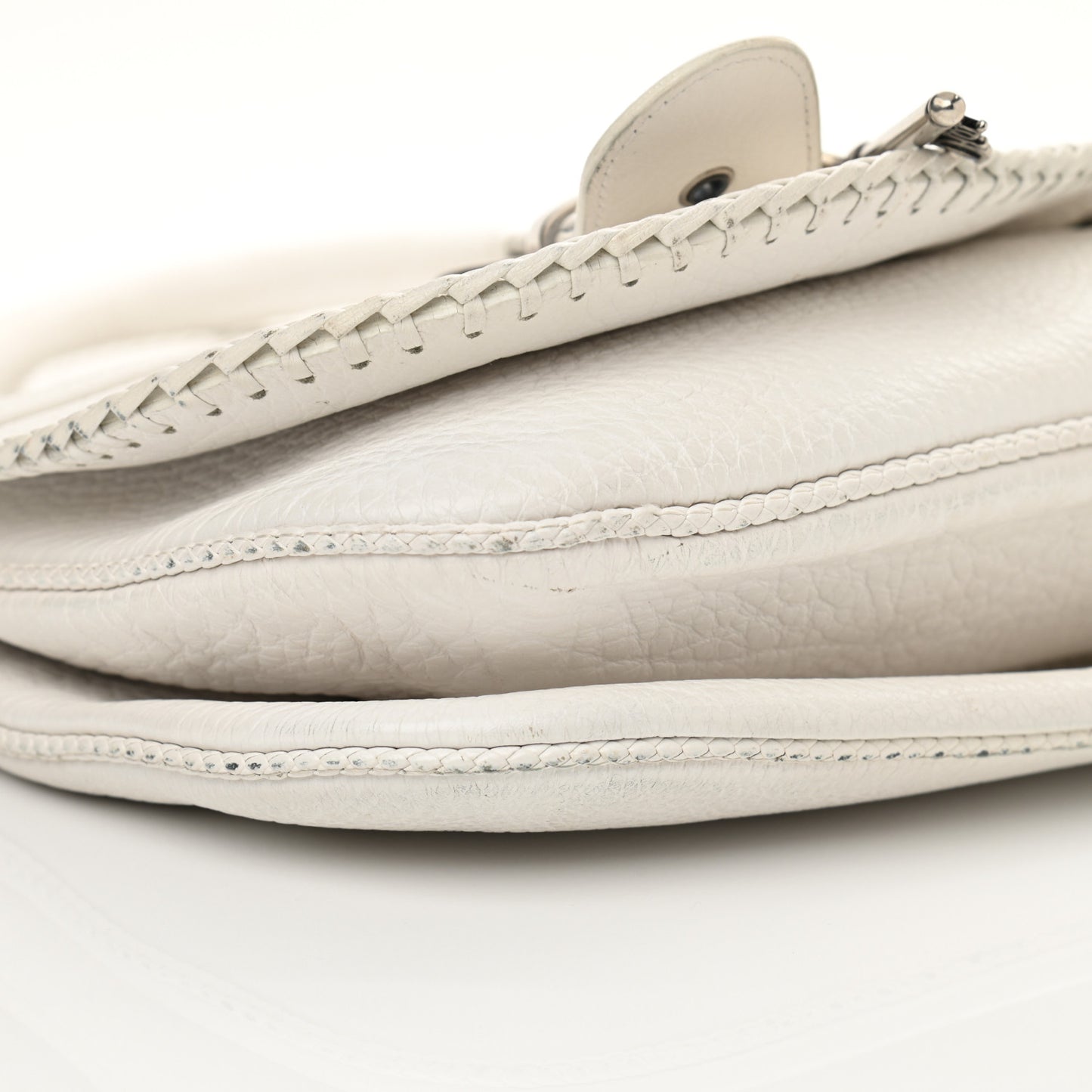 Calfskin Braided Gaucho Double Saddle Bag White