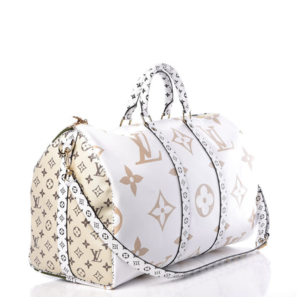 Louis Vuitton Monogram Giant Keepall Bandouliere 50 Kaki Beige 4 of 10