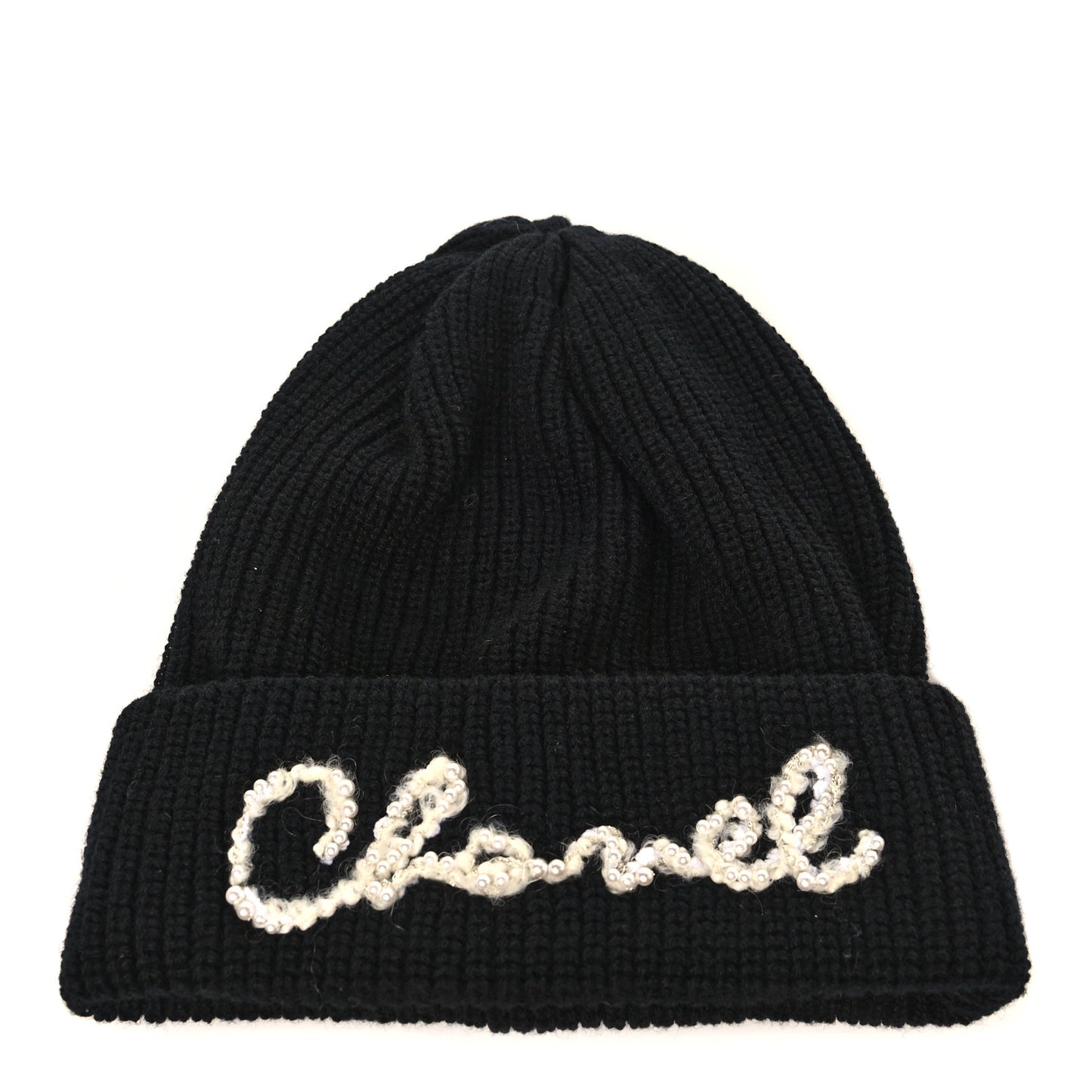 Cashmere Logo Beanie Hat Black White