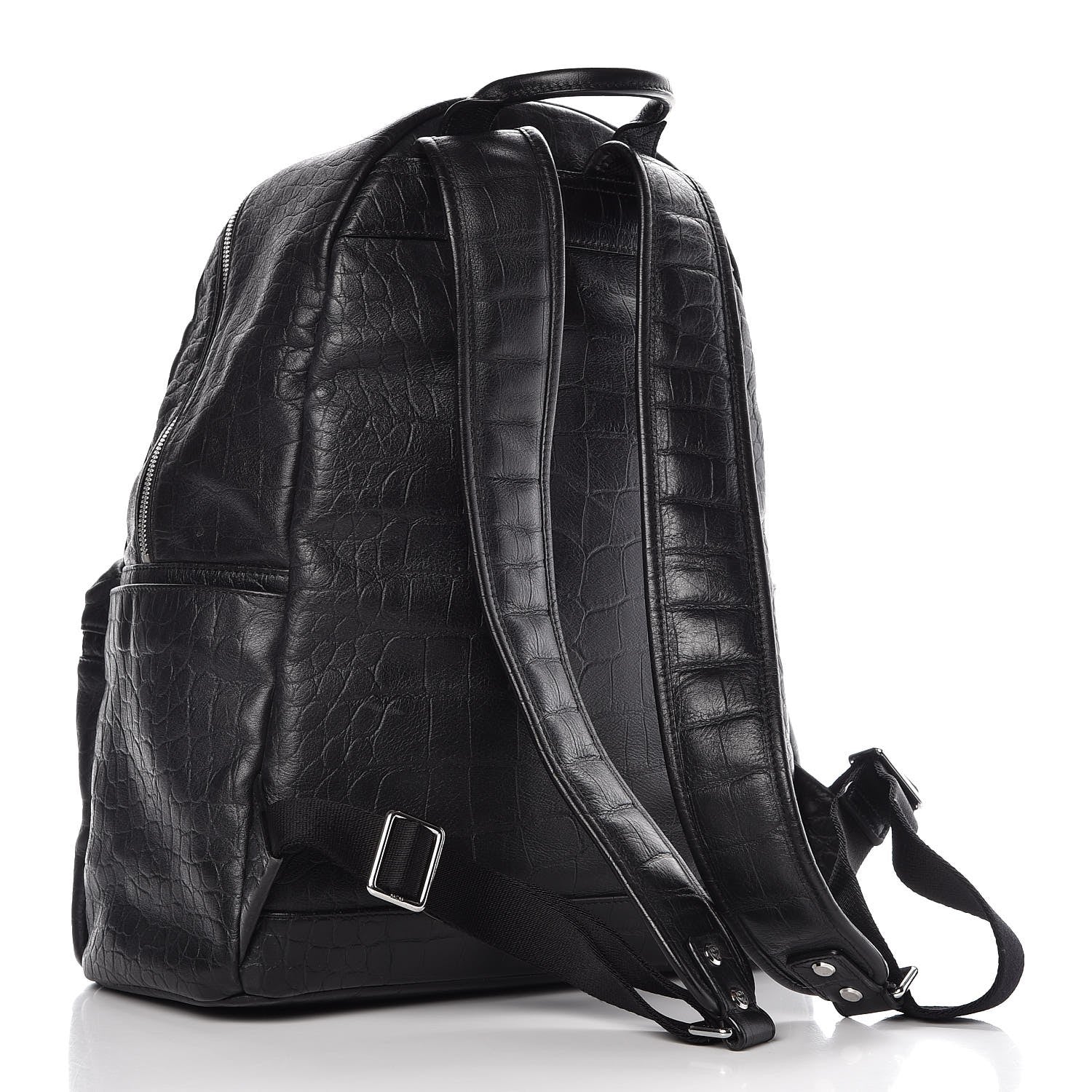 MCM Calfskin Crocodile Embossed Medium Luxus Backpack Black 2 of 13