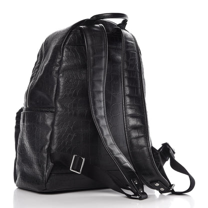 MCM Calfskin Crocodile Embossed Medium Luxus Backpack Black 2 of 13