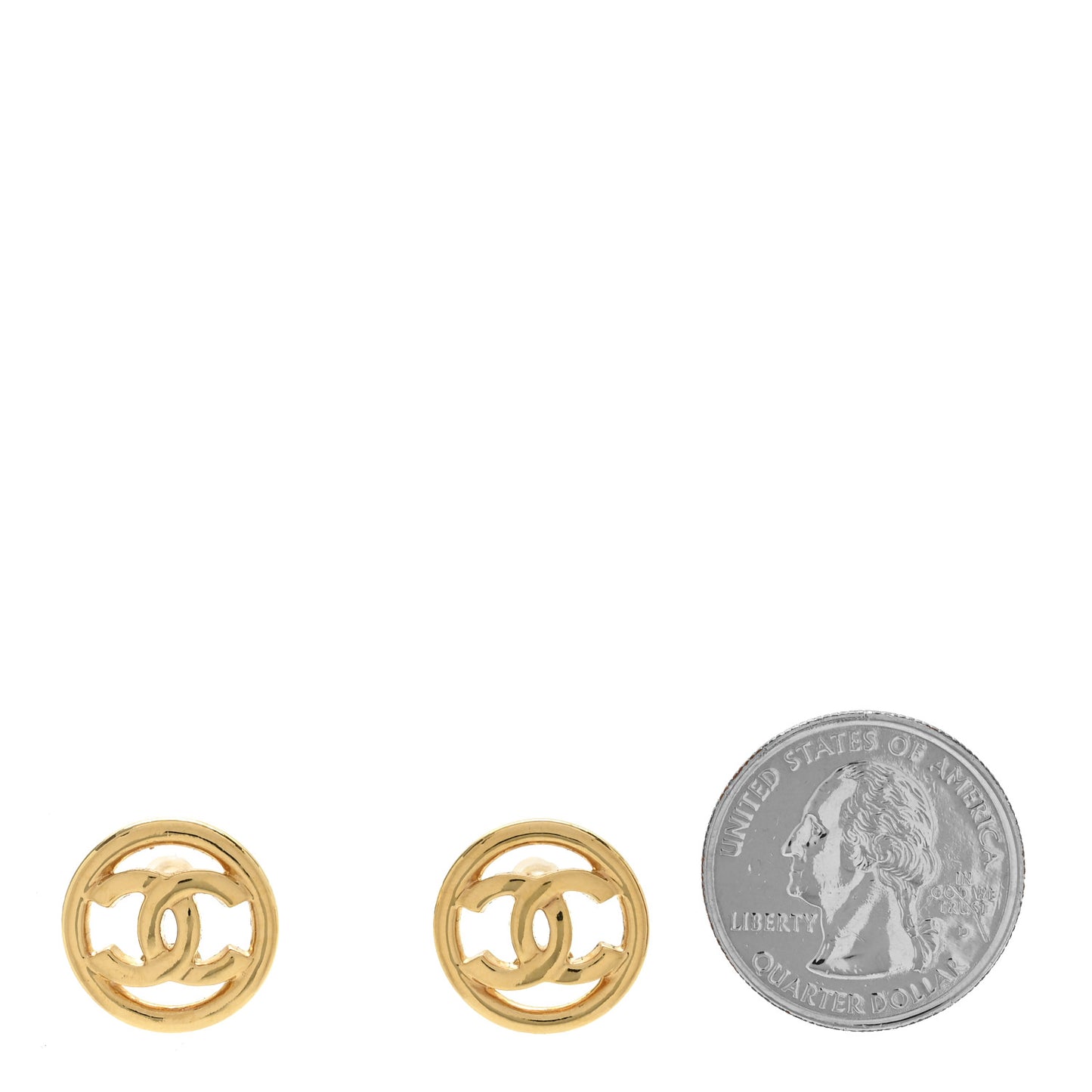 Metal CC Round Earrings Gold