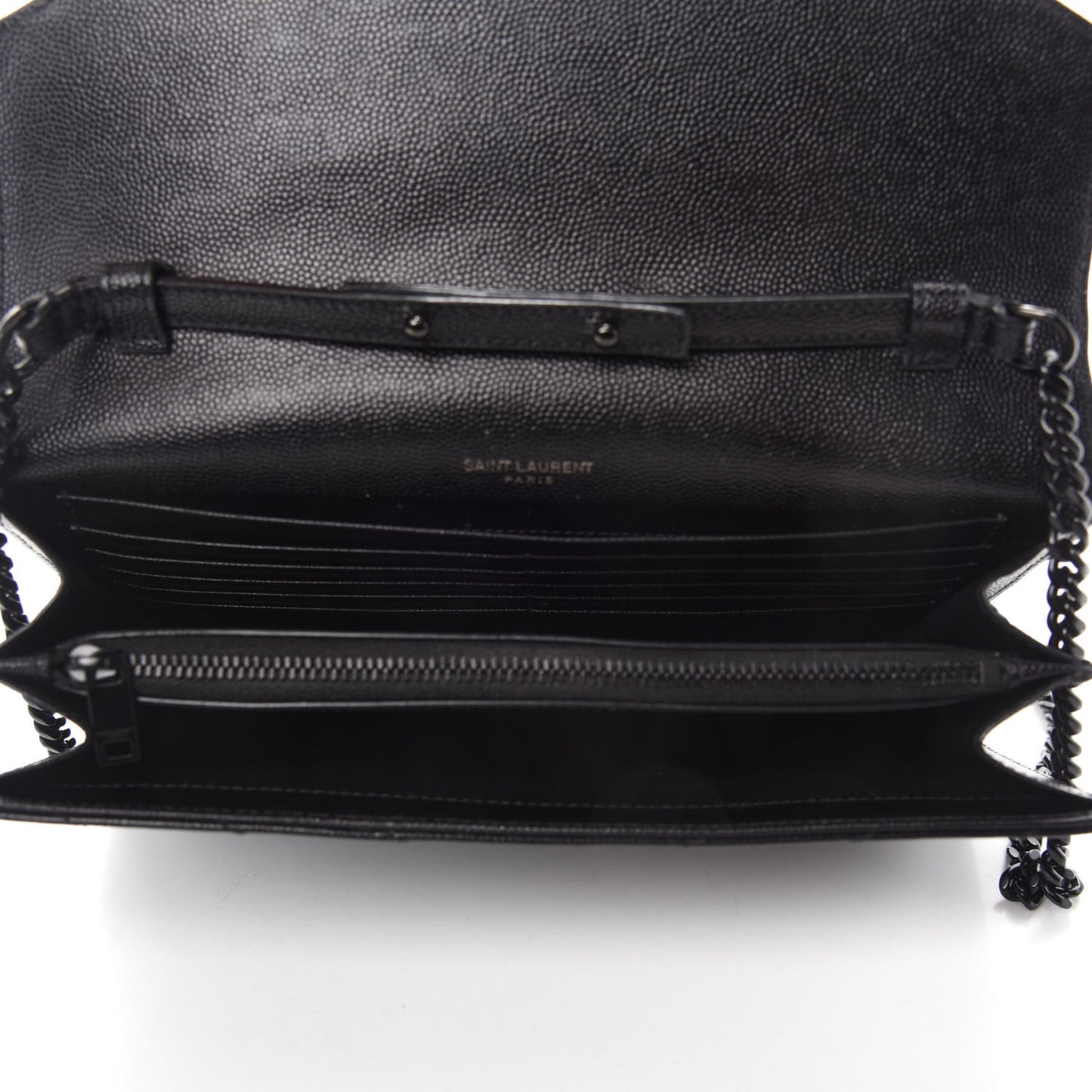 Grain De Poudre Matelasse Chevron Monogram Chain Wallet Black