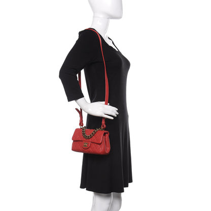 Chanel Shiny Sheepskin Quilted Mini Trapezio Flap Red 2 of 10