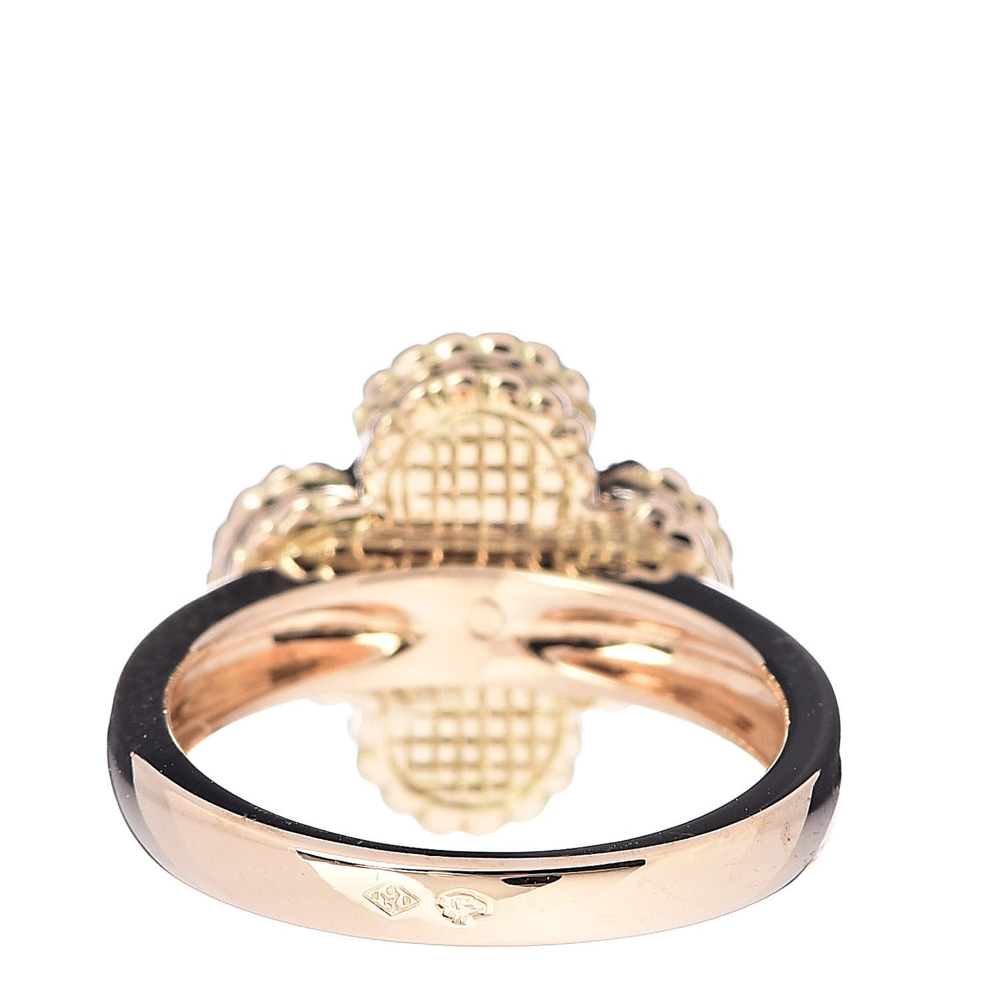 18K Yellow Gold Black Onyx Diamond Vintage Alhambra Ring 51 5.75