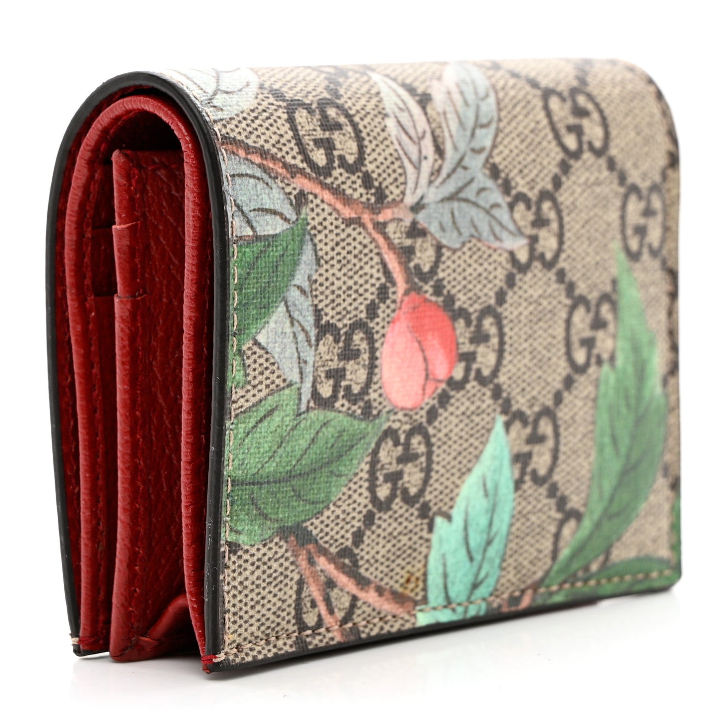 GG Supreme Monogram Tian Card Case Beige Multicolor Red