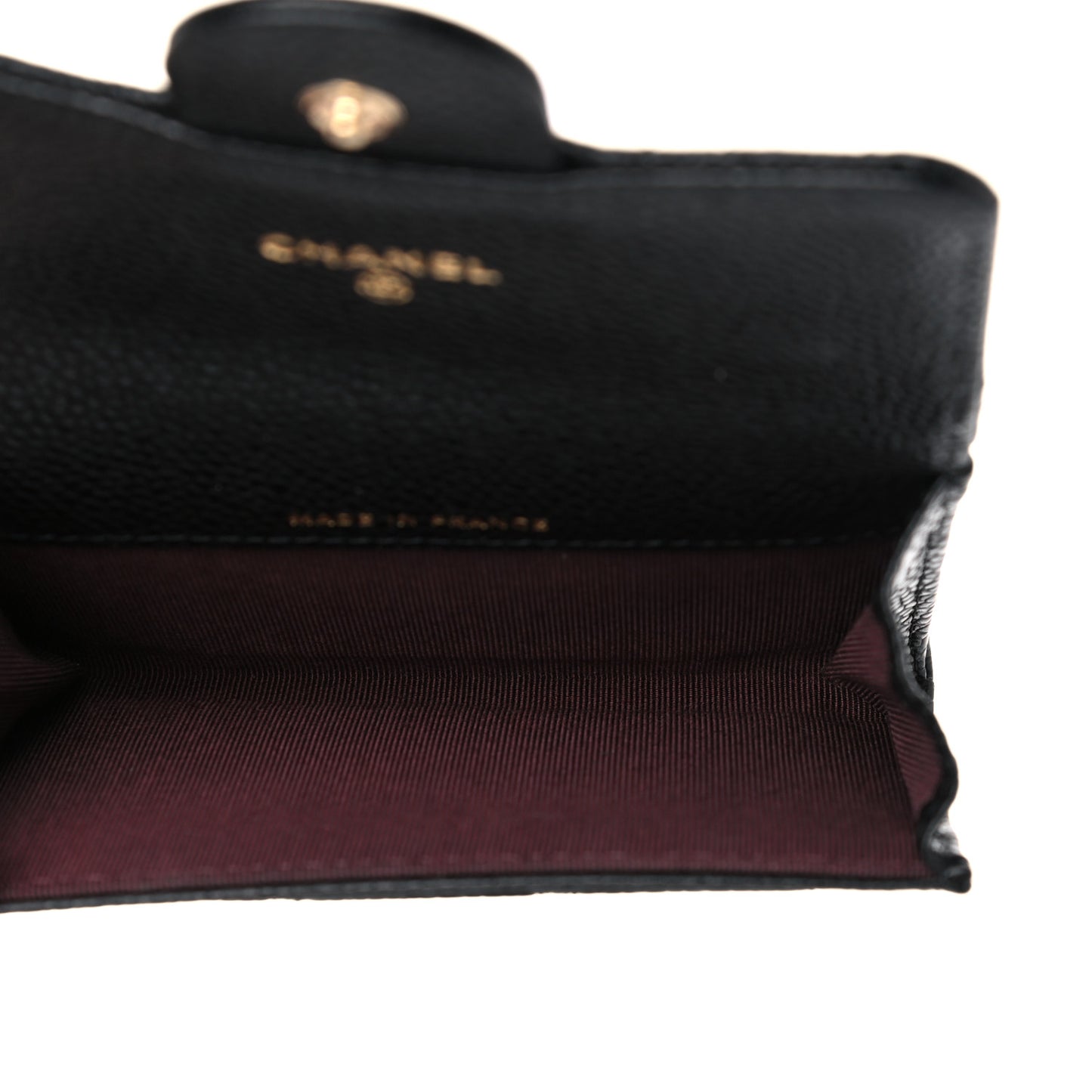 Caviar Quilted Flap Card Holder Wallet Black