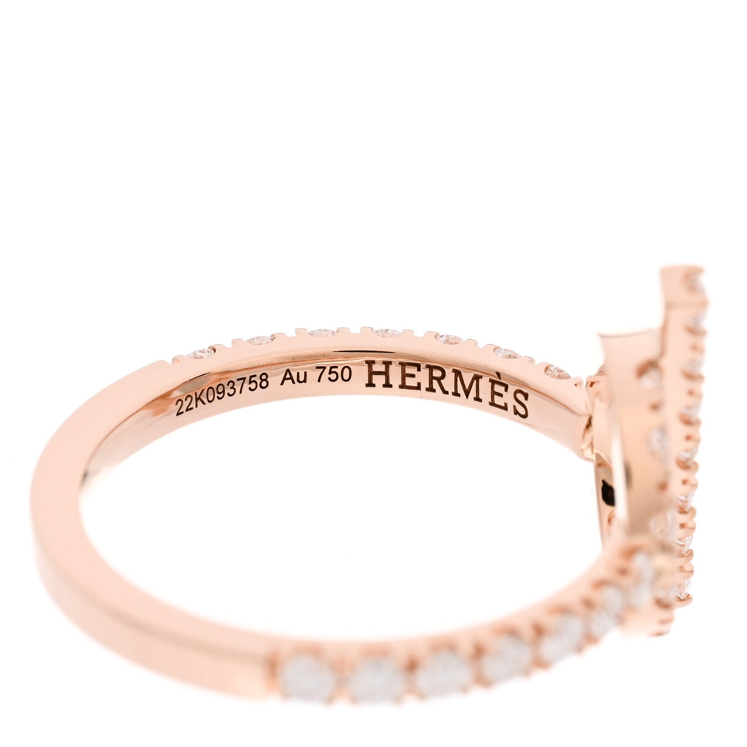 Hermes 18K Rose Gold Diamond Finesse Ring 54 7 4 of 6