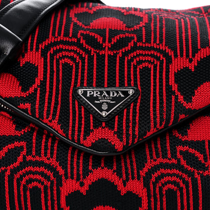 Prada Maglia Jacquard Signaux Bag Black Rosso 7 of 13