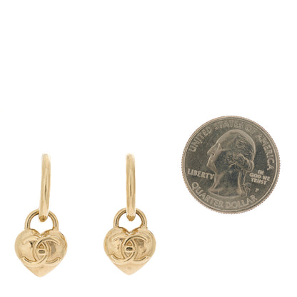 Chanel Metal CC Heart Turnlock Drop Earrings Gold 2 of 6
