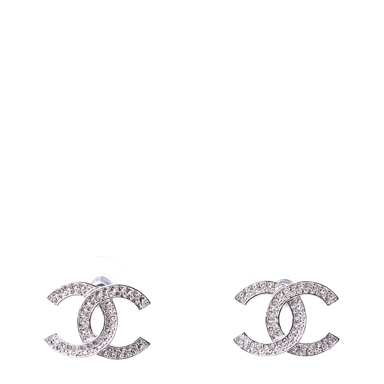 Chanel Crystal CC Earrings Silver 1 of 5