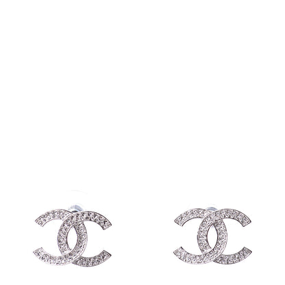 Chanel Crystal CC Earrings Silver 1 of 5