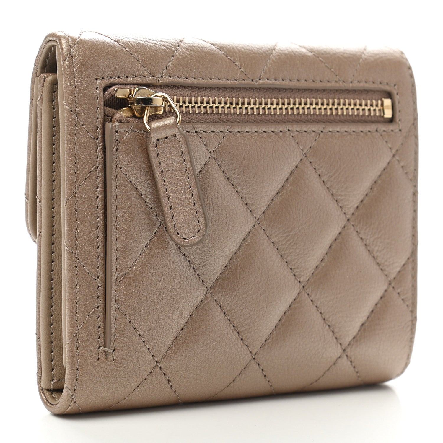 Chanel Metallic Calfskin Quilted 2.55 Reissue Compact Flap Wallet Gold 3 of 8