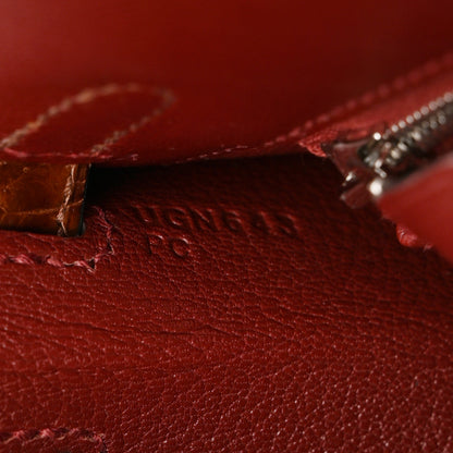 Hermes Madame Calfskin Shiny Niloticus Crocodile Kelly Sellier Touch 25 Rouge H Terre 7 of 14
