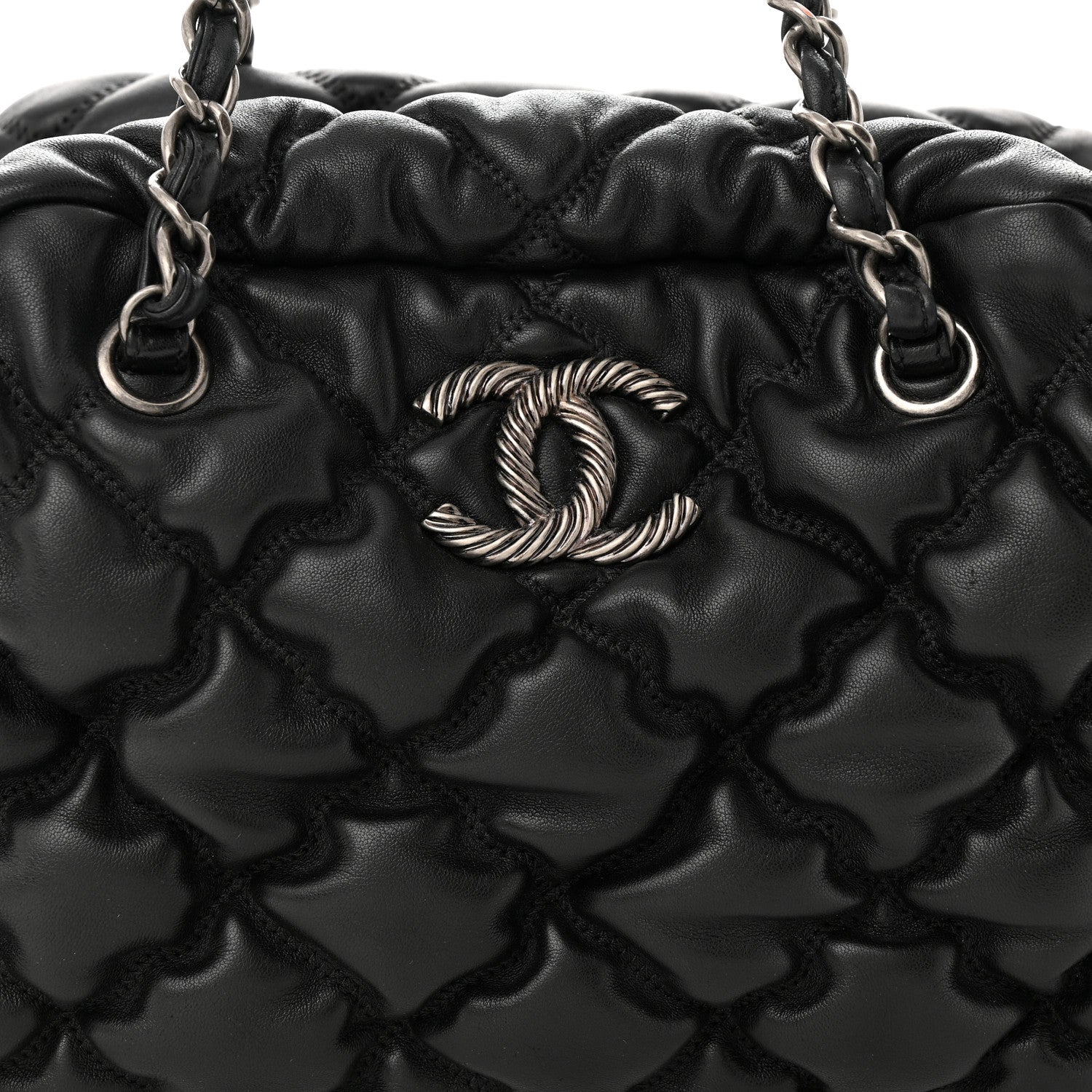 Chanel Calfskin Bubble Quilt Bowler Black 8 of 10