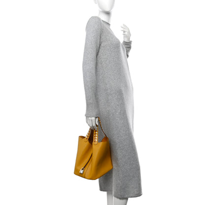 Hermes Epsom Tressage De Cuir Picotin Lock 22 MM Jaune Ambre Brique White 2 of 12