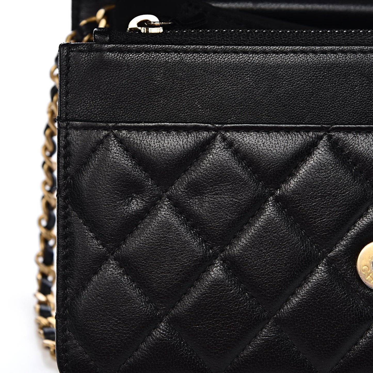 Lambskin Quilted Infinity Wallet On Chain WOC Black
