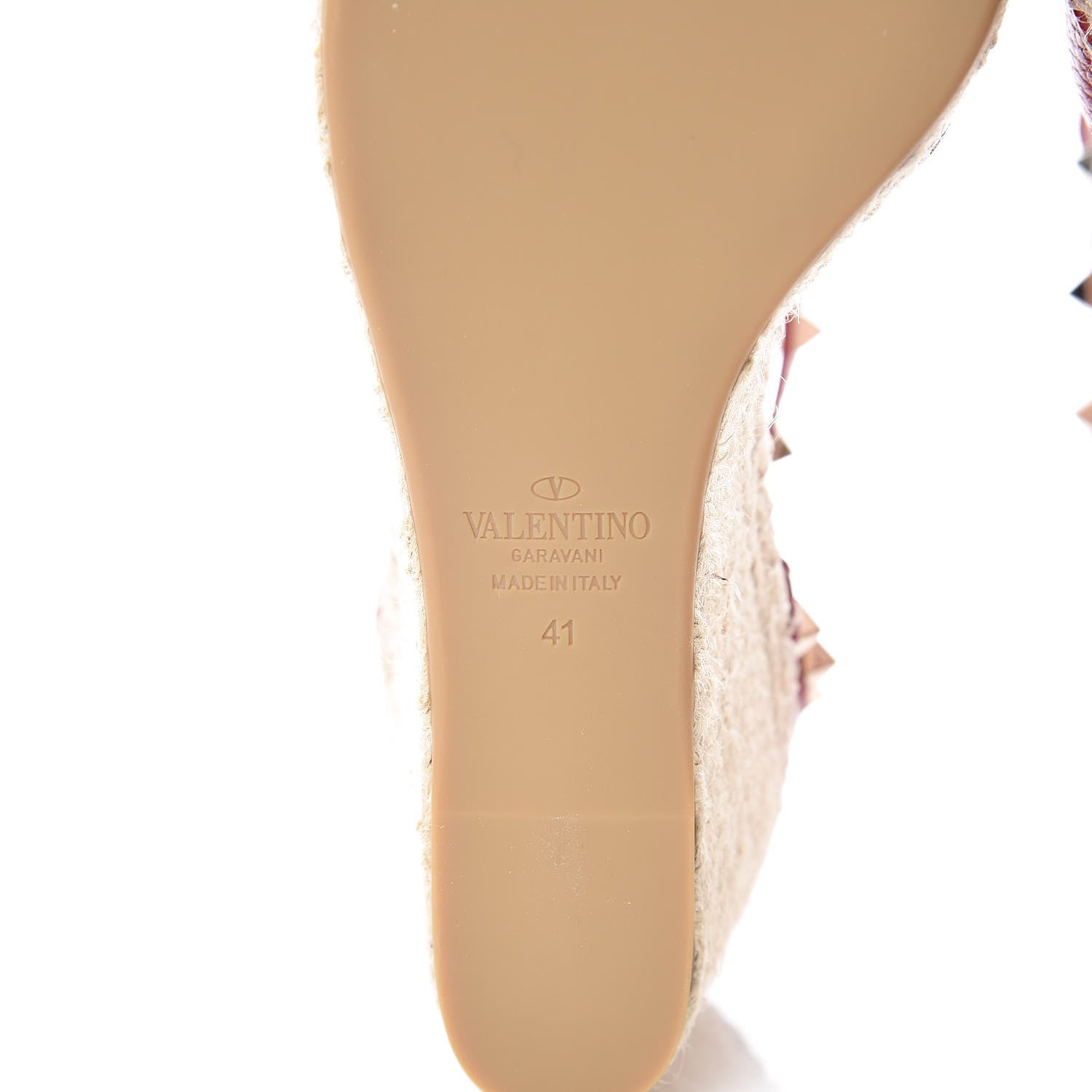 Valentino Garavani Grained Calfskin Rockstud Ankle Wrap Espadrille 15/85mm Wedges 41 Rosso Valentino Natural 6 of 7