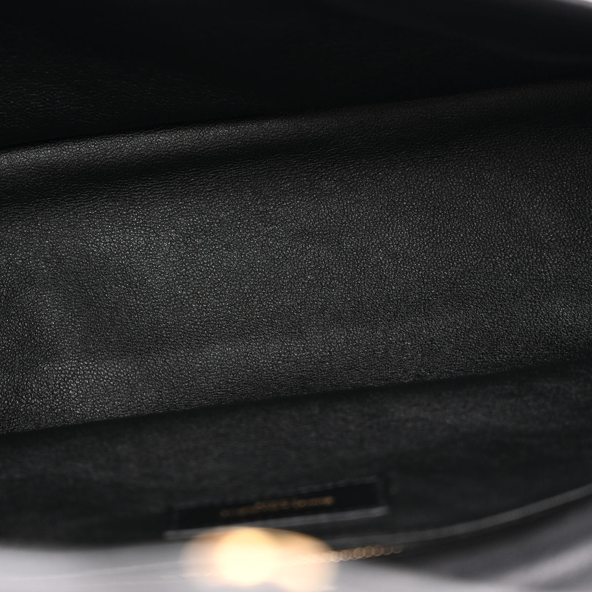Lambskin Quilted Sade Puffer Envelope Clutch Black