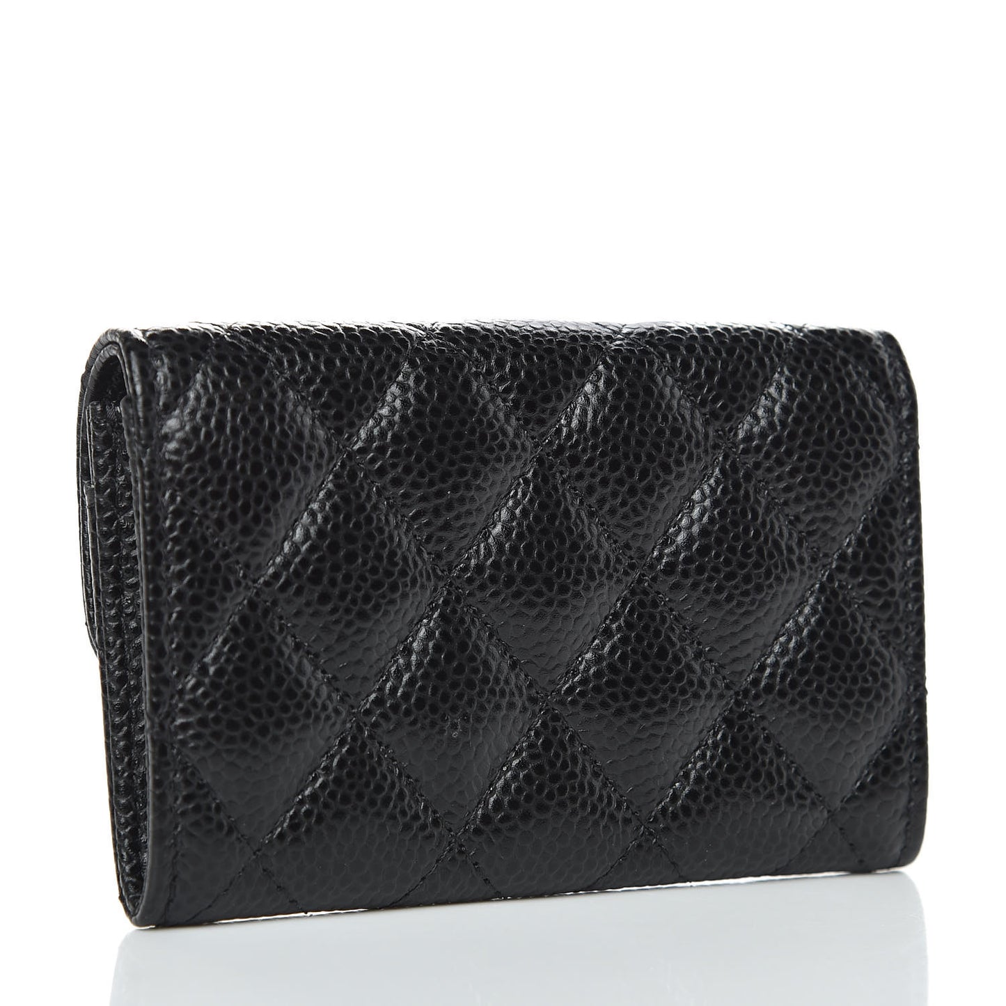 Caviar Quilted Flap Card Holder Black
