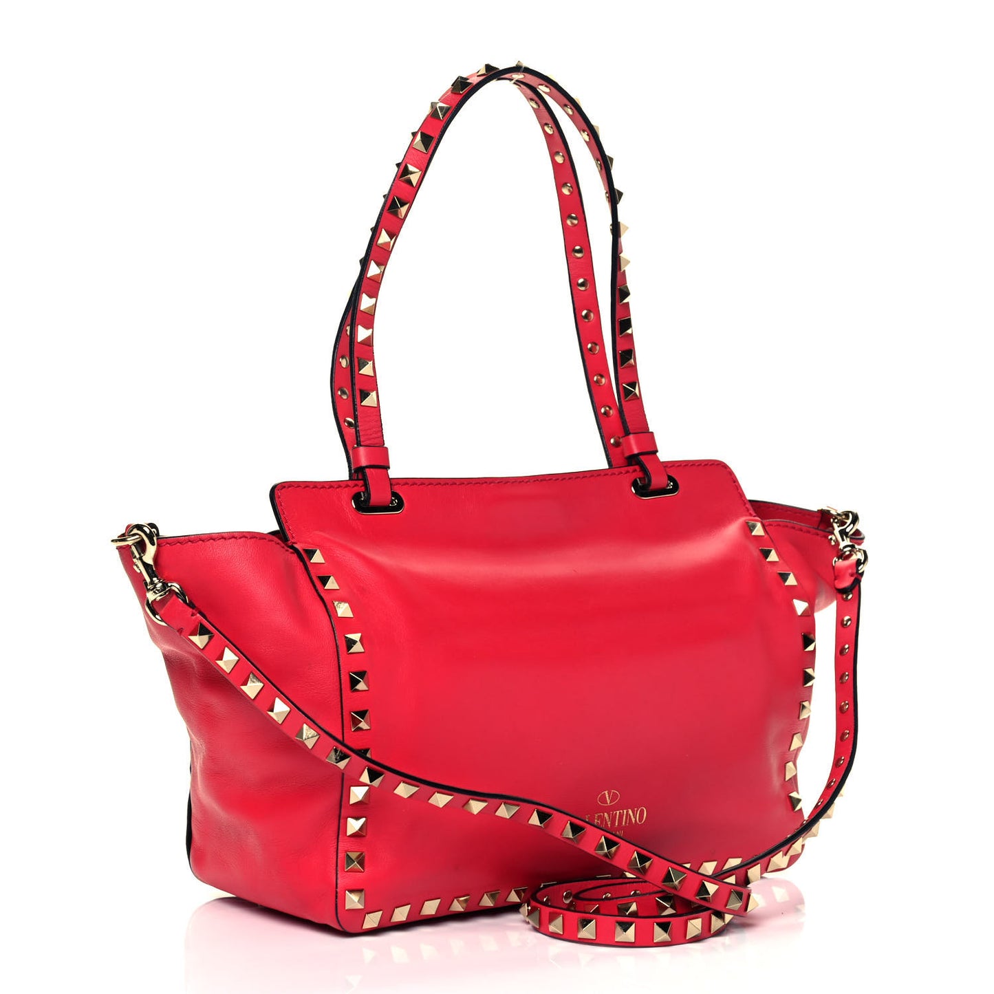 Vitello Small Rockstud Tote Fragola