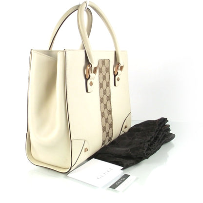 Gucci Monogram Web Satchel Ivory 3 of 10