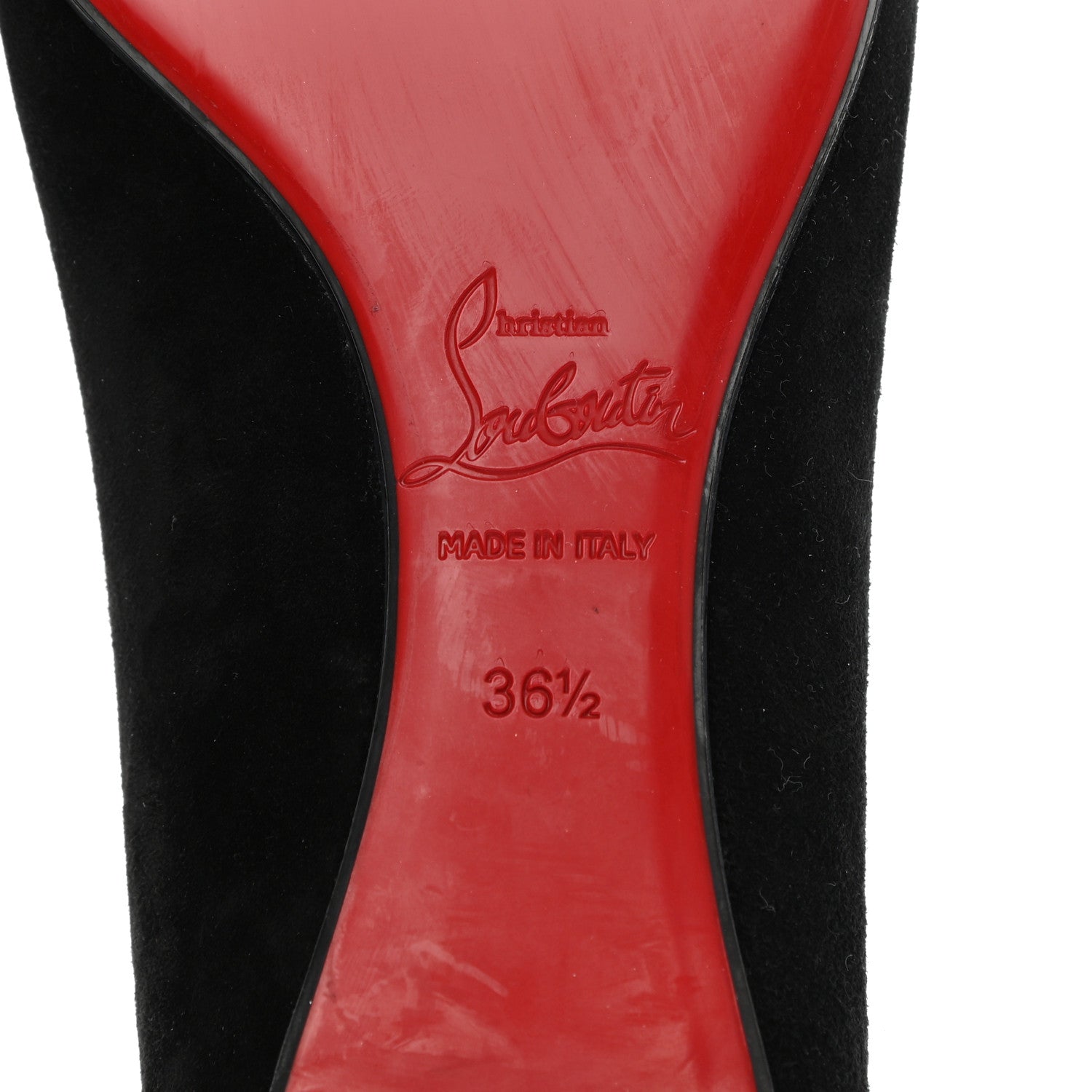 Christian Louboutin Suede Specchio CL Pump Flats 36.5 Black Gold 6 of 8