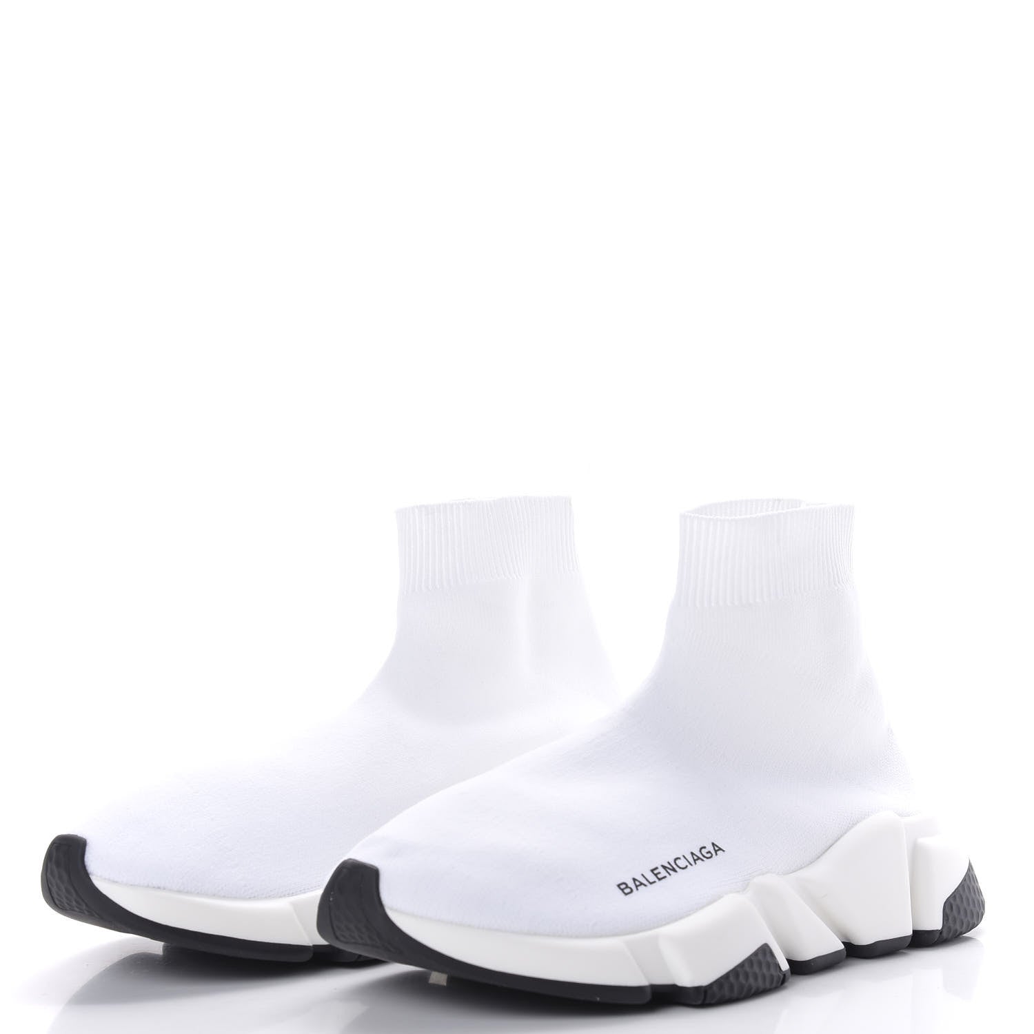 Balenciaga Neoprene Knit Womens Speed Sneakers 37 White Black 3 of 9