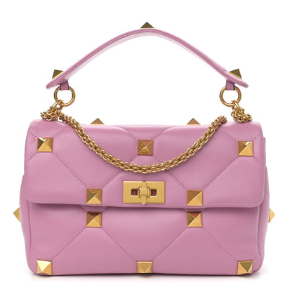 Valentino Garavani Nappa Large Roman Stud Shoulder Bag Giacinto 1 of 14