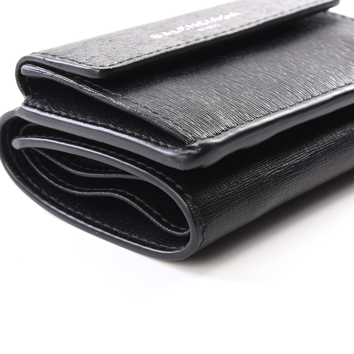 Balenciaga Striped Calfskin Logo Mini Wallet Black 5 of 12