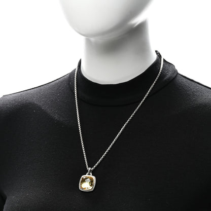 David Yurman Sterling Silver 18K Yellow Gold Diamond Citrine 17mm Albion Pendant Necklace 2 of 5