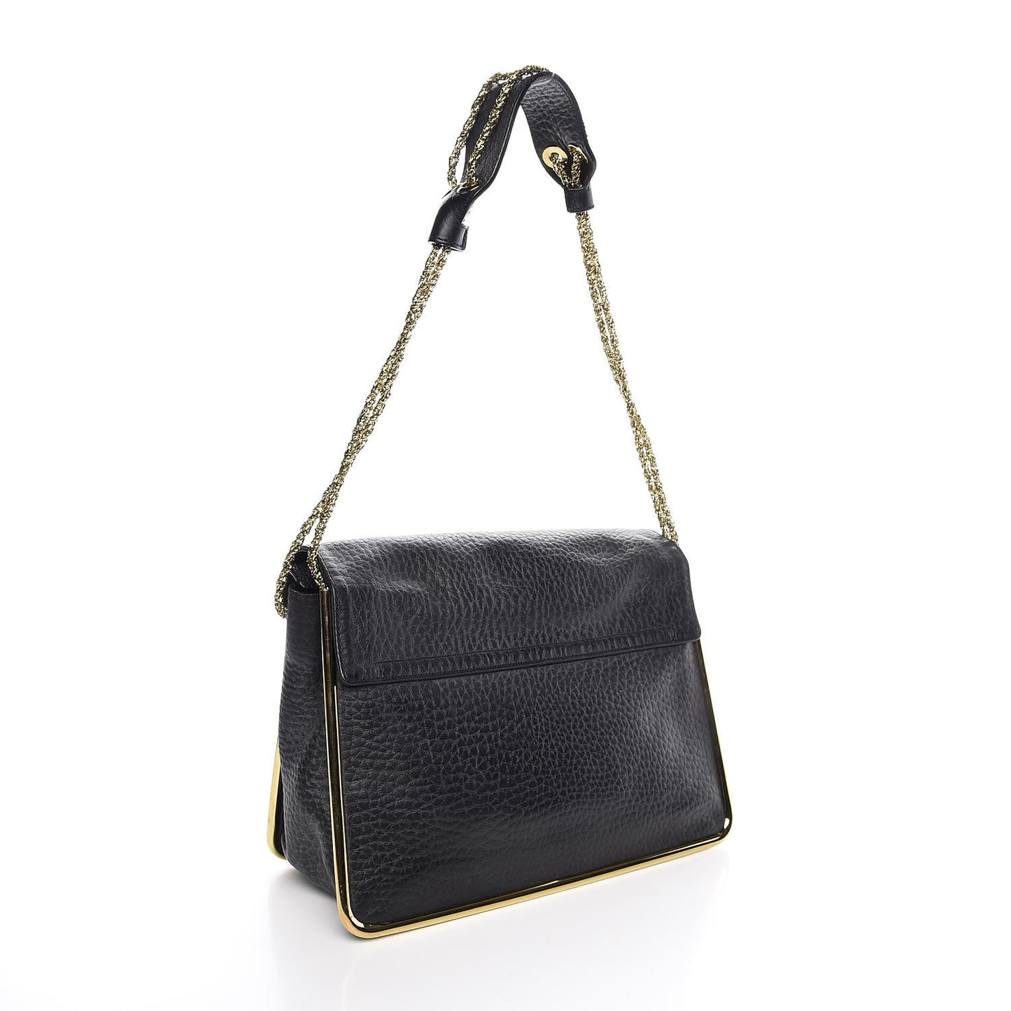 Grained Calfskin Medium Sally Flap Bag Black